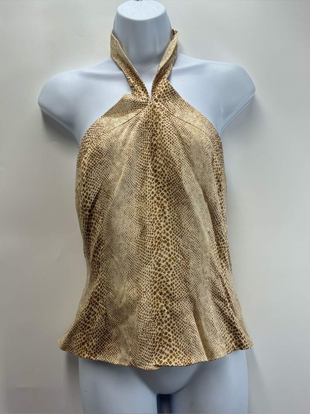 Vintage 90s Cache 4 Silk Animal Print Snake Halter Top Club Party Sexy Going Out